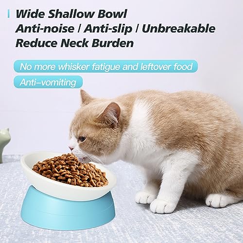 Image of Cat Bowls Elevated Cat Food Bowl Adjustable Cat Dish Anti-Slip and Anti-Noise Raised Cat Bowl Protecting Pet's Spine Thickened Plastic Bowl Suitable for Indoor Cats, 17 Oz