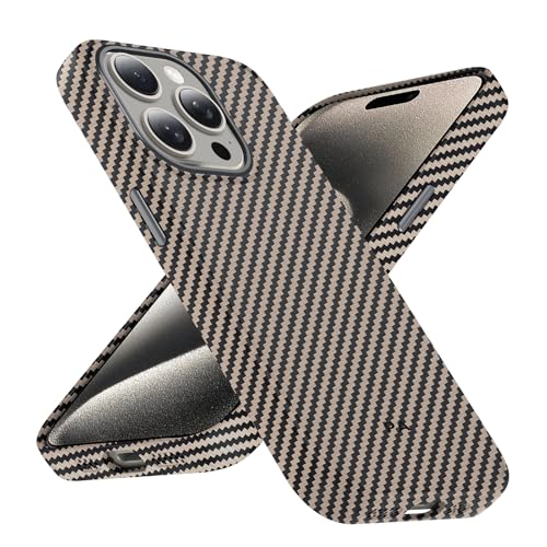 Phoneaura MagCase Deluxe Carbon Hülle für iPhone 15 PRO kompatibel mit MAGSAFE I Carbonhülle für iPhone 15 PRO I Schutzhülle+ Glas I Case Handyhülle (Carbon Optik +2 Schutzgläser +1 Kameraglas)