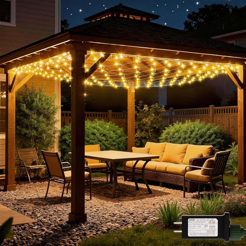 HEYCOLOR 10FT x 10FT Gazebo Net Lights Outdoor, 280 LED