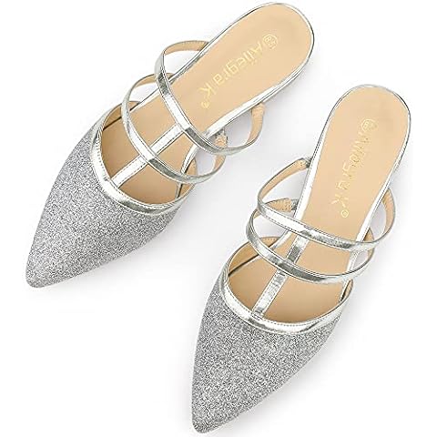 Mules Allegra K à Paillettes Argent Cover
