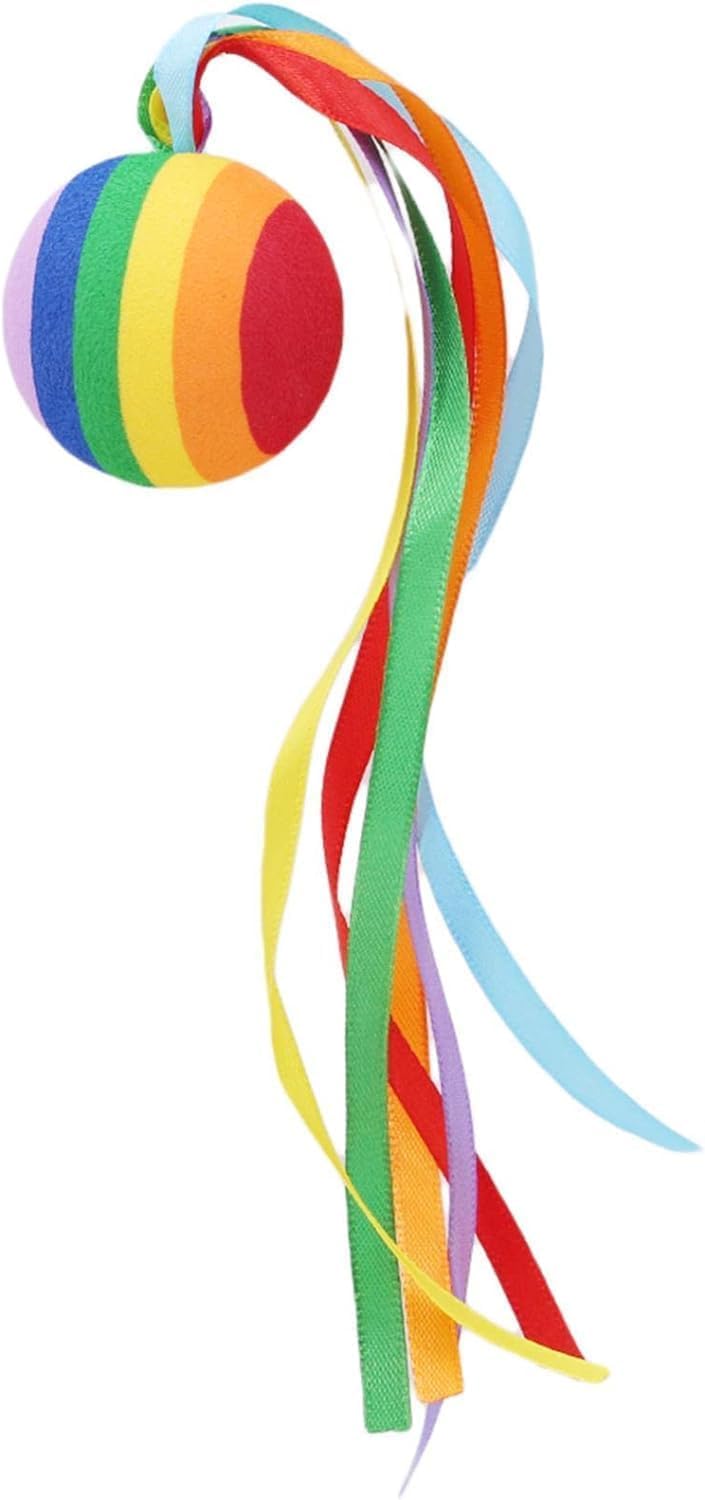 1Pc Car Antenna Ball Long Ribbon Rainbow Ball Vehicle Antenna Topper Decoration Auto Mirror Dangler Automotive Dashboard Accessory Exterior Accessories?Colorful
