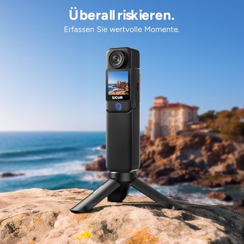 SJCAM C300 Actionkamera 4K, 7 Stunden Akkulaufzeit, 6-Achsen-Stabilisierung, Dual-Touchscreen-Sportkamera, 30 m wasserdicht, Vlogging Kamera mit Zubehör-Kits, schwarz, Geschenke mit 64-GB-Karte (64G)