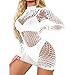 ZUYPSK Womens Lingerie Dress Long Sleeve Hole Chemise Babydoll Bodysuit Dress Clubwear (White, OneSize)