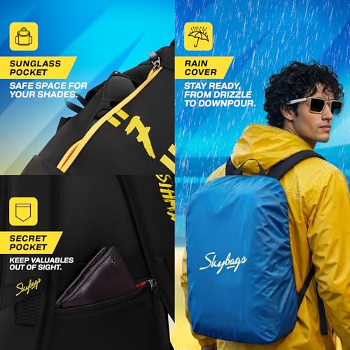 Image of Skybags Yellove 15.6 inch Compatible Laptop Backpack 21L | 1 Compartment with Quick-Access Front Pocket & Rain Cover | Tablet Sleeve & Side Pocket | CSK Collage & Travel Backpack for Men & Women