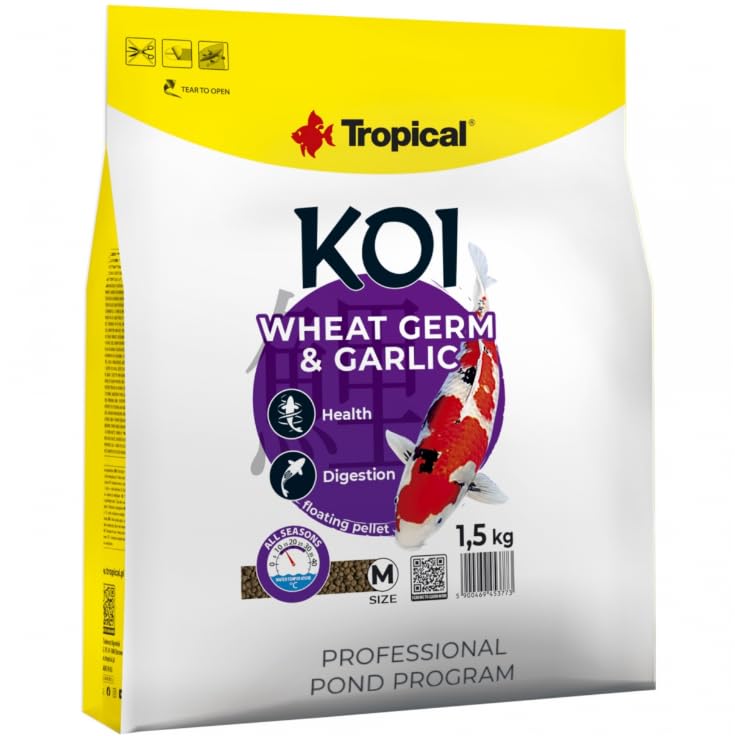 Tropical KOI Wheat Germ & Garlic Floating Pellet Pond Koi Fish Food Size M (1.5kg - 45387) (B0D118N6L4) Amazon Price History, Amazon Price Tracker
