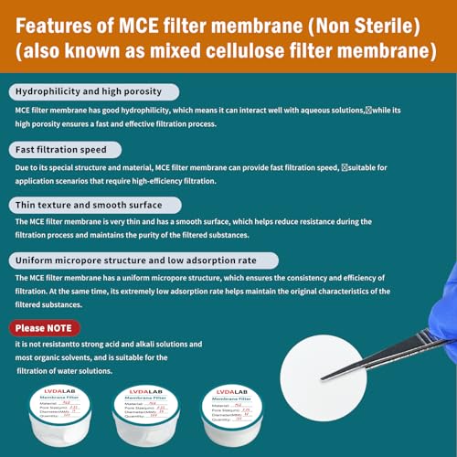 Image of 200Pcs /Pack MCE Membrane Filters, Round Mixed Cellulose Esters Lab Filter Paper, Hydrophilic Filter Paper 0.22m Pore Size, 13mm Diameter,Non Sterile
