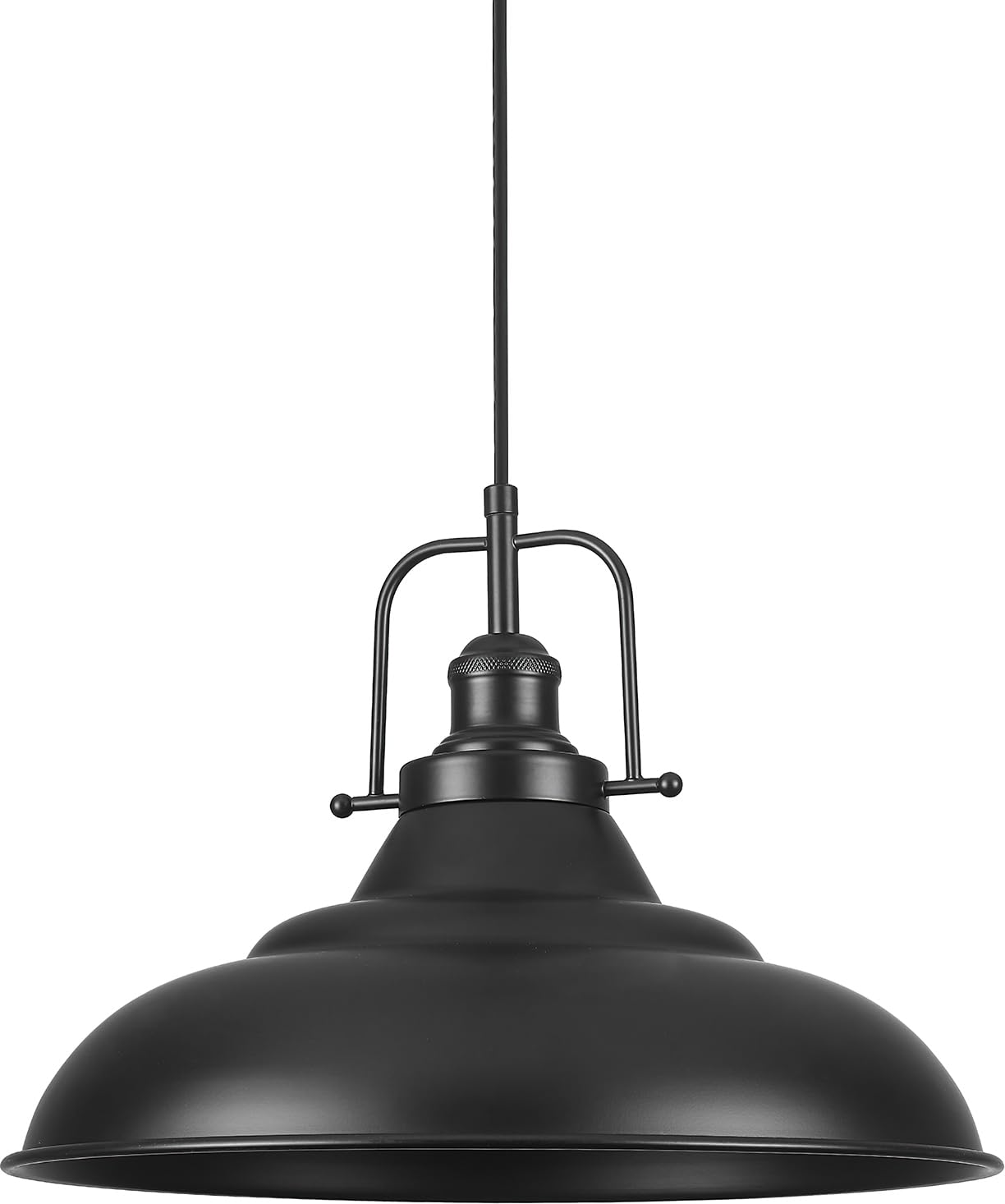 Suspension noire de 40,6 cm, grande suspension industrielle noir mat, îlot de cuisine, suspension vintage et rustique pour îlot de cuisine, salle à manger, couloir (lot de 1)