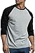 TOP PRO Men's 3/4 Sleeve Casual Raglan Jersey Baseball Tee Shirt (XL, Black/Light Gray-1)