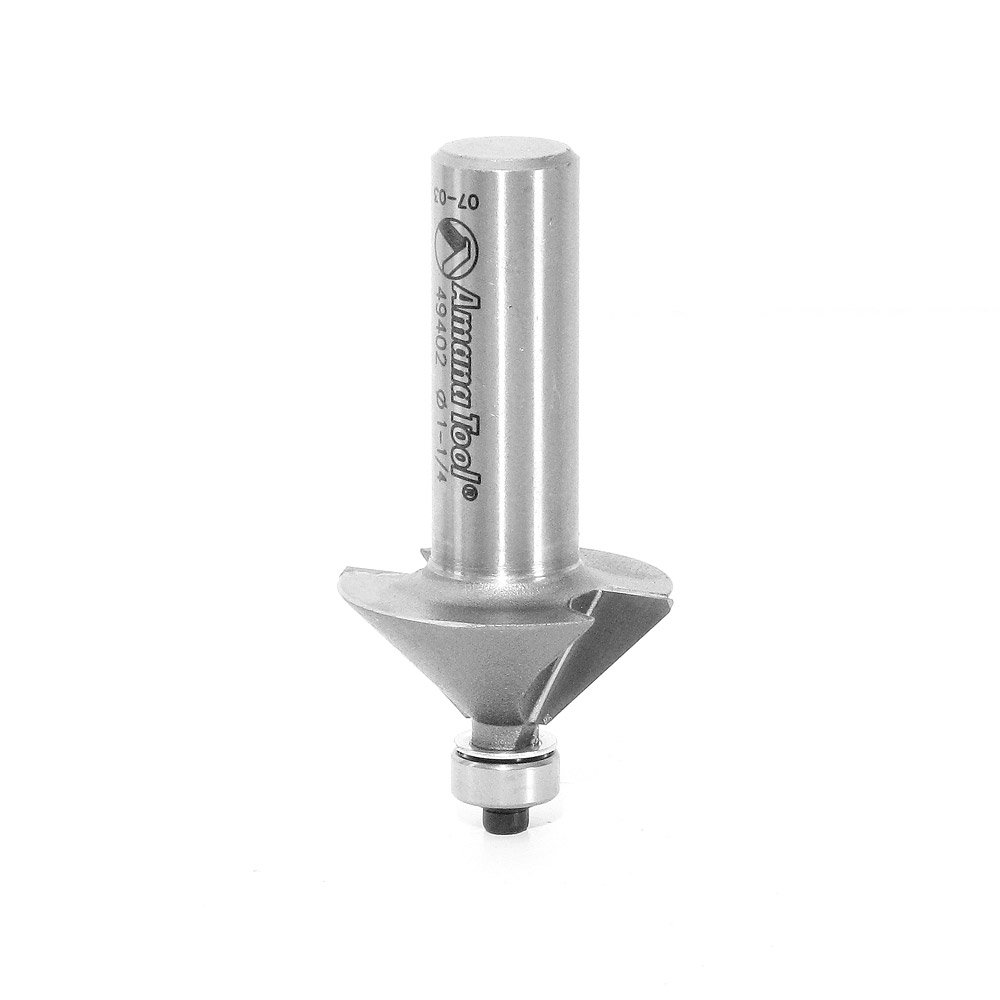 Amana Tool Fräser 45° Fase Mit Unterem Kugellager – 1-3/8“ Durchmesser, 1/2“ Schaft, Hartmetall-bestückt