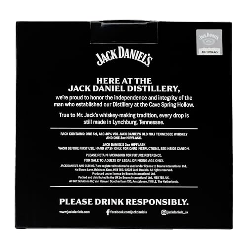 Jack Daniels Gift Set - Mini Whisky Gift Set 1x 5cl JD Whisky Old No7 Alcohol Miniatures, JD Tennessee Whiskey 3oz Hip Flask - Jack Daniels Gifts for Men, Birthday, Boyfriend, Valentines Day - Image 6