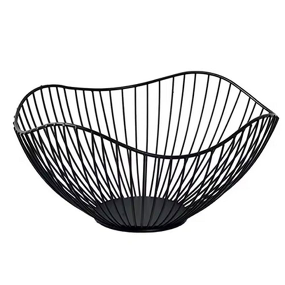 CTRLZS Drain Display Iron Fruit Basket Bowl Container Home Table Storage Snacks Bread Tray High Black