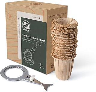 Coffee Dripper Filter Reusable, Permanent Coffee Filter Made of Stainless Steel Single-Cup Coffee Machine + Filter Bags 40 Pieces