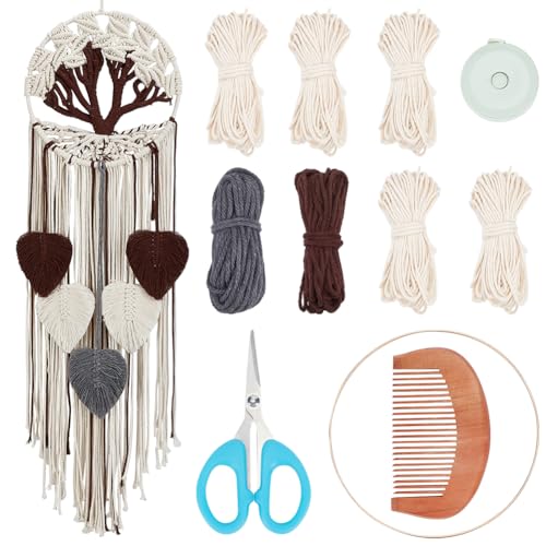 FREEBLOSS Tree of Life Macrame DIY Kit - Large Bohemian Wall Hanging with Video Tutorials - Adults, White, 15*15*5cm