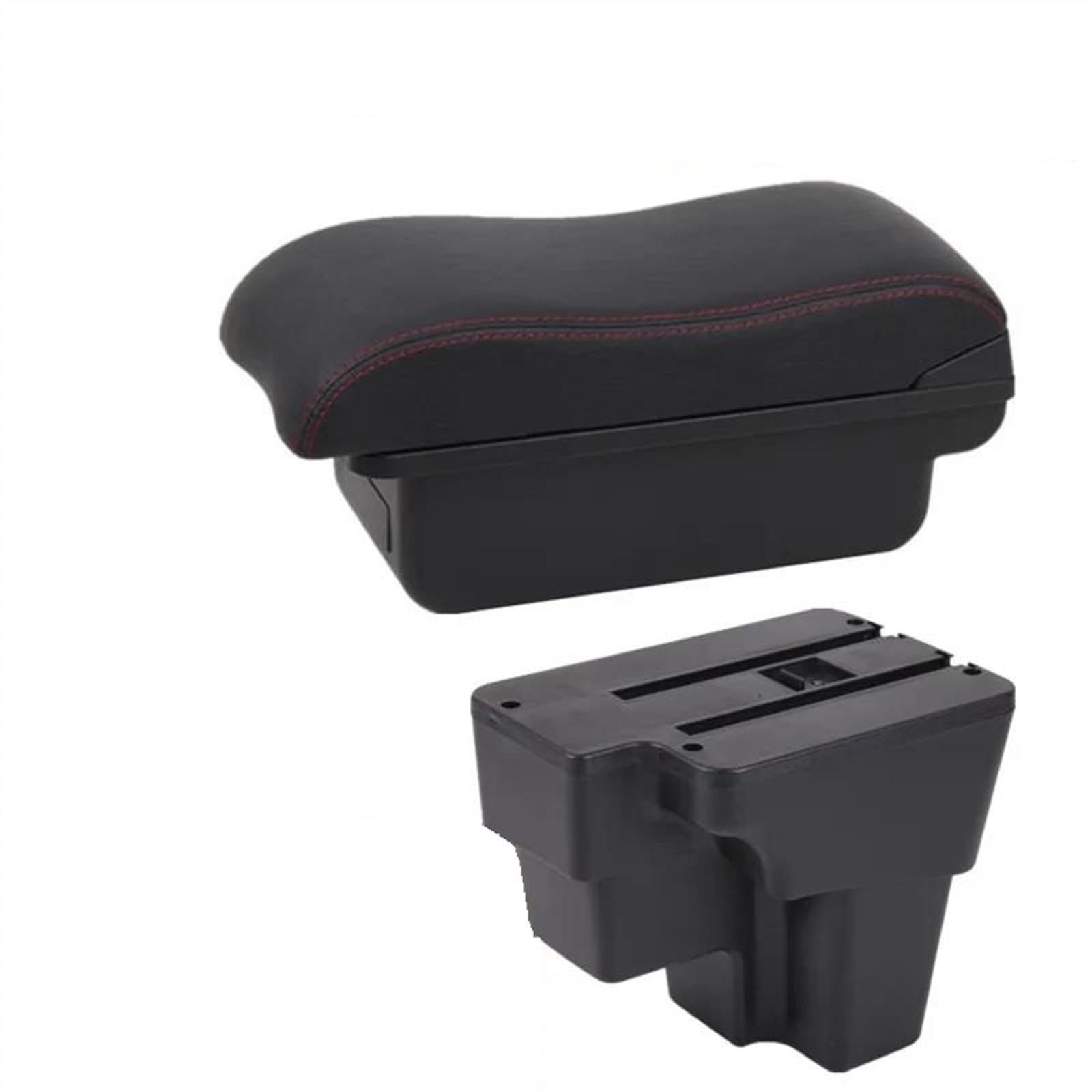 NOHEEU Car Armrest Special Storage Box Modification Parts For STONIC For Rio Lx For Cerato 2015-2024(A2 red line No USB)