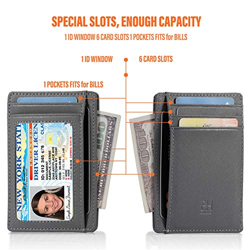 Image of GH GOLD HORSE Slim RFID Blocking Card Holder Minimalist Leather Front Pocket Wallet for Women | Slim
