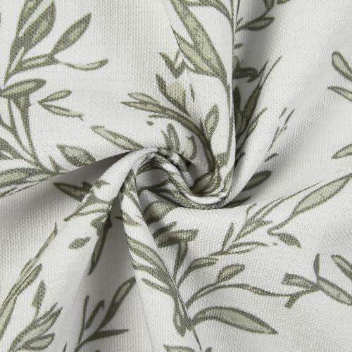 Image of TWOPAGES Rod Pocket Leaf Print Cafe Curtains, Dove Grey, 26W x 24L