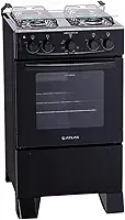 Fogão 4 bocas Atlas Mônaco Plus Preto com Acendimento Automático e Mesa Inox