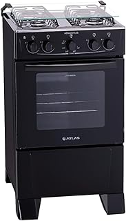 Fogão 4 bocas Atlas Mônaco Plus Preto com Acendimento Automático e Mesa Inox - Produto 4 mais recomendado com 4.6 estrelas