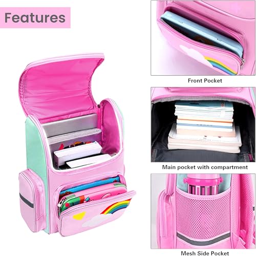 Image of Storite School Backpacks for Girls Stylish Bags for Girls Kids 7-12 Years Old Cartoon Water Resistant Backpack Durable Burden Relief School Bag Birthday