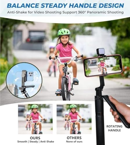 Image of Gimbal for Phone,Camera Tripod Stand for Phone, Smartphone Gimbler for iPhone with Anti-Shake 1-Axis STABILIZER for Android & iOS Ideal for Vlogging Reels YouTube Travel Videos (R16 Selfie Stick)