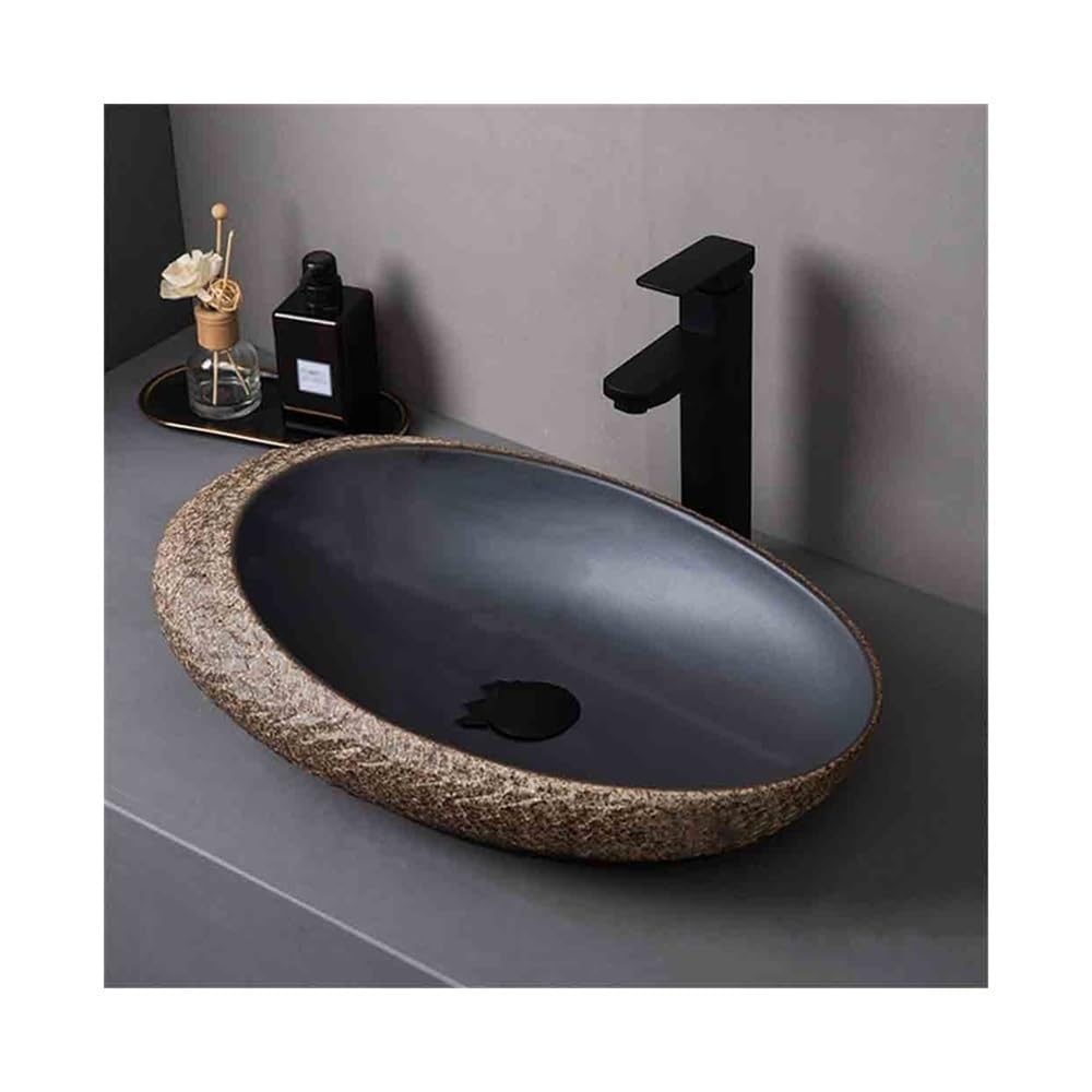 Dh2yjnbf3 One Color Vessel Sink Large Spiral Countertop Basin Single Ceramic Bathroom Washbasin Indoor Outdoor With Accessories Countertop