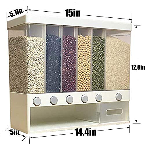 Wall Mounted Dry Food Dispenser - Whole Grains Rice Bucket Rice Storage Tank, Space Saving Containers For Convenient Storage Of Rice Nuts Beans Cereals And Free Control Of Cereal Output #TOP2