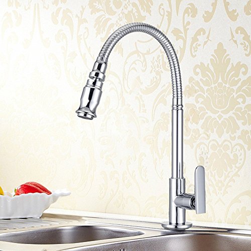 Robinet évier cuisine poignée unique eau froide chrome rotatif universel