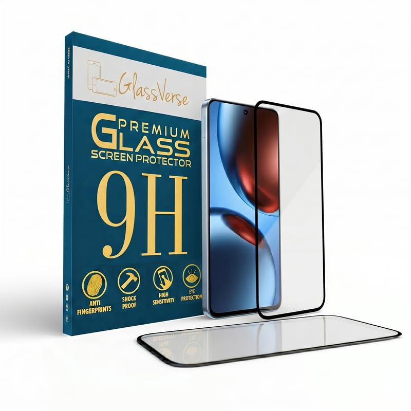 Image of GlassVerse PureView Tempered Glass for Realme GT 7 | Crystal Clear, 9H Hardness Screen Protector, Edge to Edge, Case Friendly, Hassle-less Installation Kit Included. (Pack of 1)