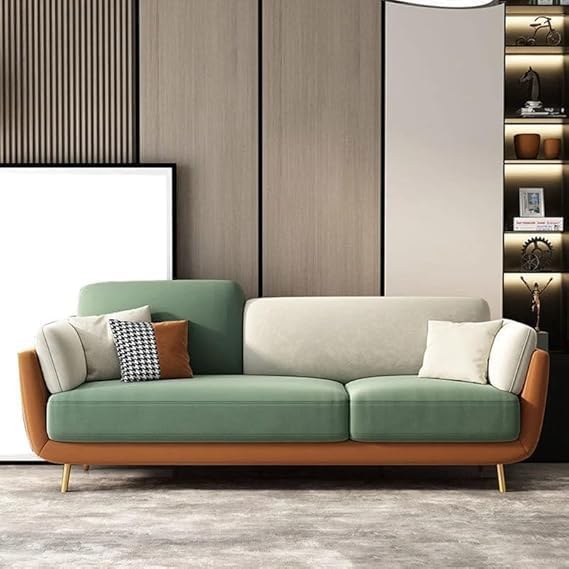 Image of Modern 3 Seater Sofa for Living Room & Balcony | Multipurpose Use for Living Room Couch for Bedroom | Stylish 3 Seater Sofa for Balcony | Couch for Bedroom | Comfort Sofa for Home Decor Green Beige
