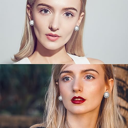 Stud Earrings For Women Dainty,Gold Ball Cute Studs Earrings,Silver Ziron Pearl Earrings Studs,Boho Stud Dangle Statement Earrings Trendy, Fashion Jewelry Gift.3