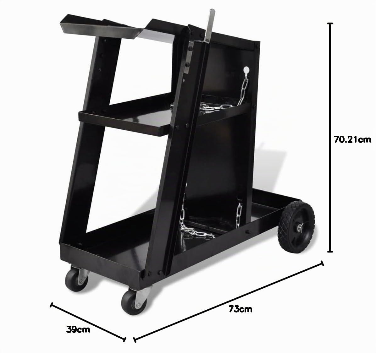 vidaXL Carrito de Soldadura Carro Negro con 3 Estantes Organizador de Taller