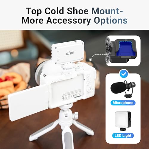 Image of JJC Cold Shoe Wind Muff for Canon EOS R50 V R50V Camera(Not for R50), White | Furry Windshield with Shoe Adapter Mount Holder for LED Light Microphone Attachment, Canon R50V Vlogging Accessories
