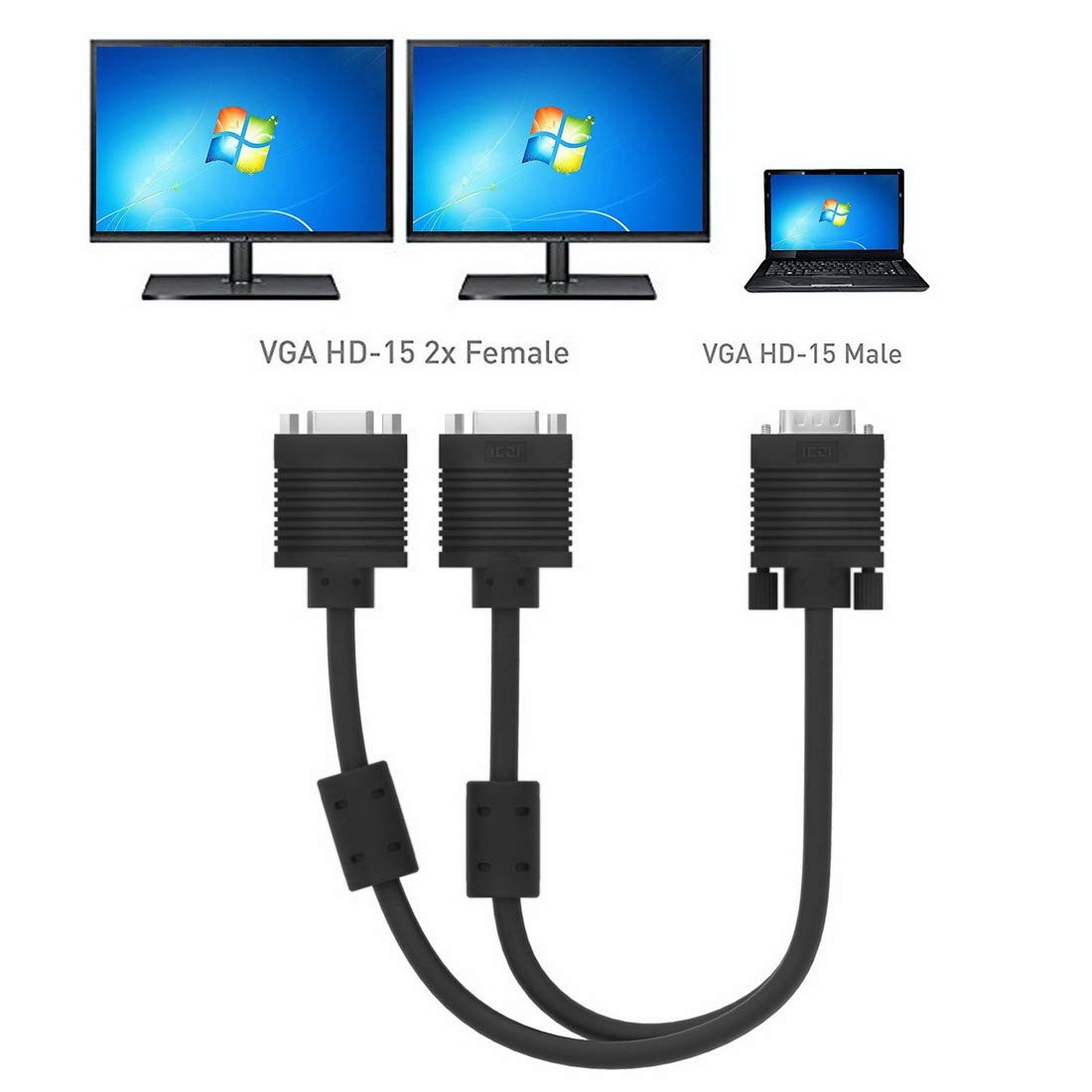 VGA モニター分配器 1入力2出力 ディスプレイ分配機 オス-2メス 黒 Amazon.co.jp: Rosebe VGA モニター分配器 1入力2出力 分配機