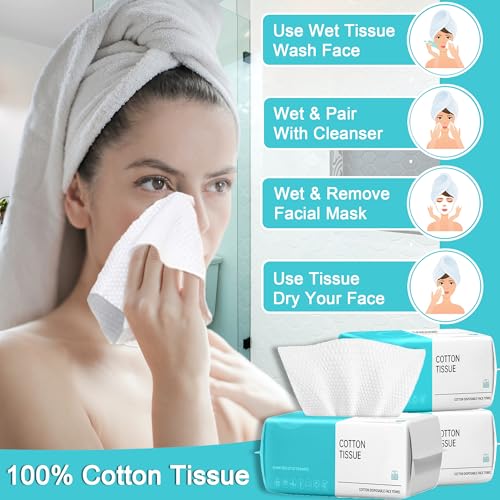 Toalha de rosto descartável, lenço seco facial de algodão para pele sensível, lenços faciais para cu