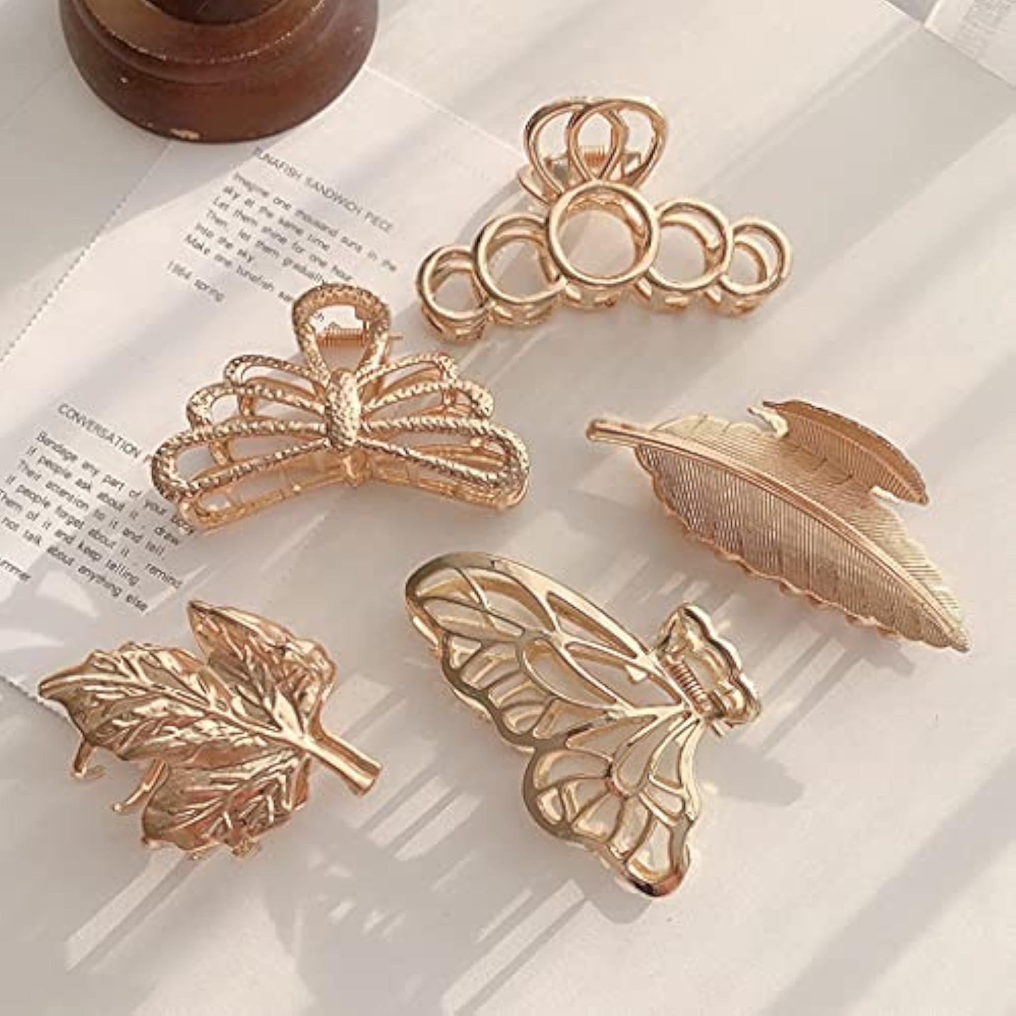 Elegant Retro Nonslip Hair Claw Clips Large 5PCS Set