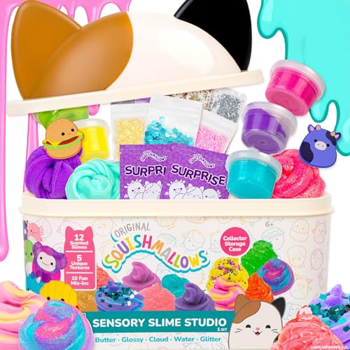 Horizon Group USA Sensory Slime Studio, Scented Slime Kit with Mix-Ins, Charms, and Storage Case, Squishmallows