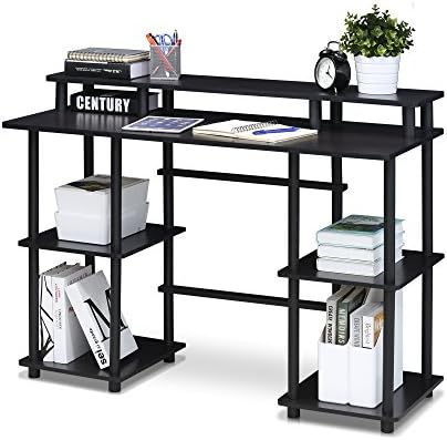 Furinno Computer Desks, Wood, Espresso/Black, one Size