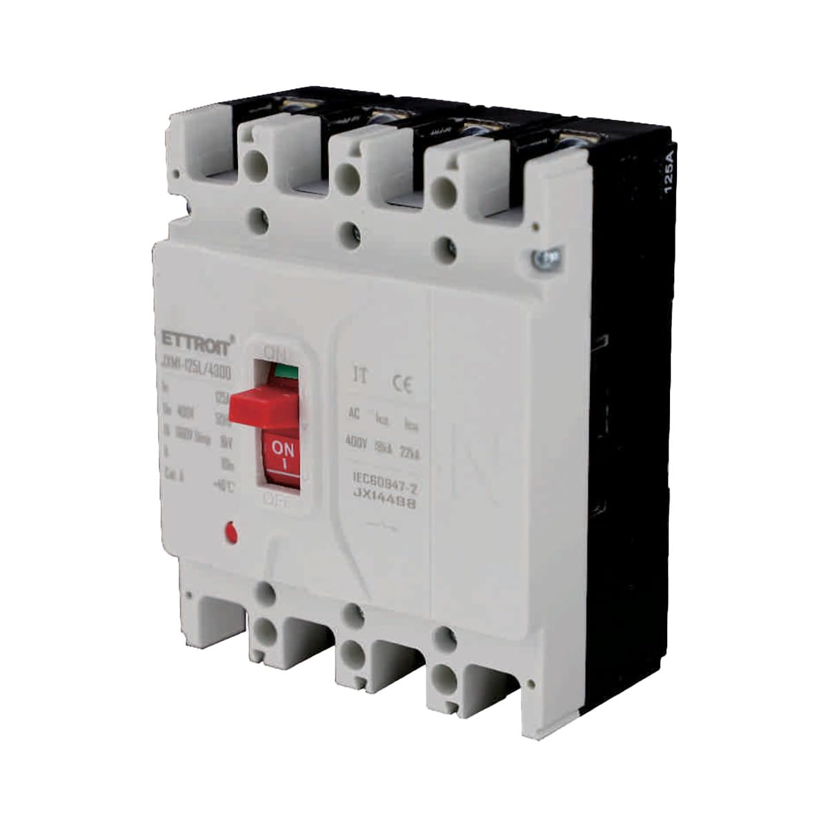 A2ZWORLD Interruttore Scatolato Magnetotermico, MCCB Curva C, 4P AC 400V 125A, Ui 660V Uimp 8Kv, Ics 18kA Icu 22kA, IP40 IEC60947-2