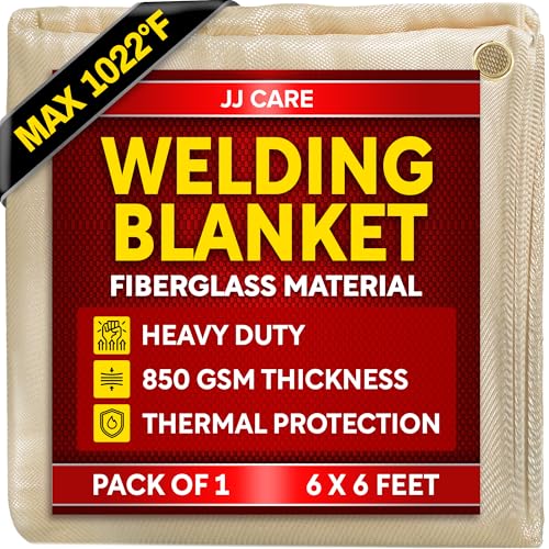 Image of Welding Blanket - 6ft x 6ft, 850GSM Fiberglass Welding Blanket for Smokers with Brass Grommets, Heavy Duty Fireproof Welders Mat for Industrial, Smoker, Grill and Camping