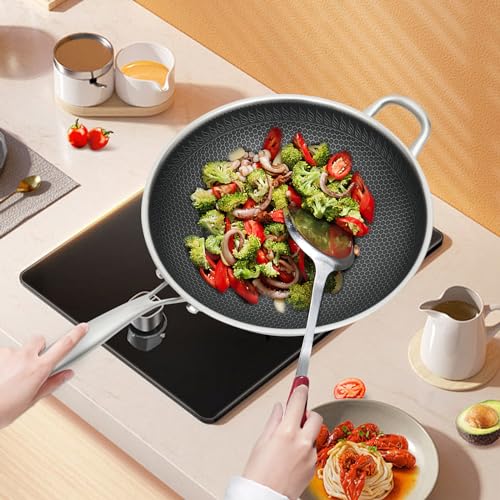 Wok de Acero Inoxidable con Tapa y Mango 13in miniatura 5