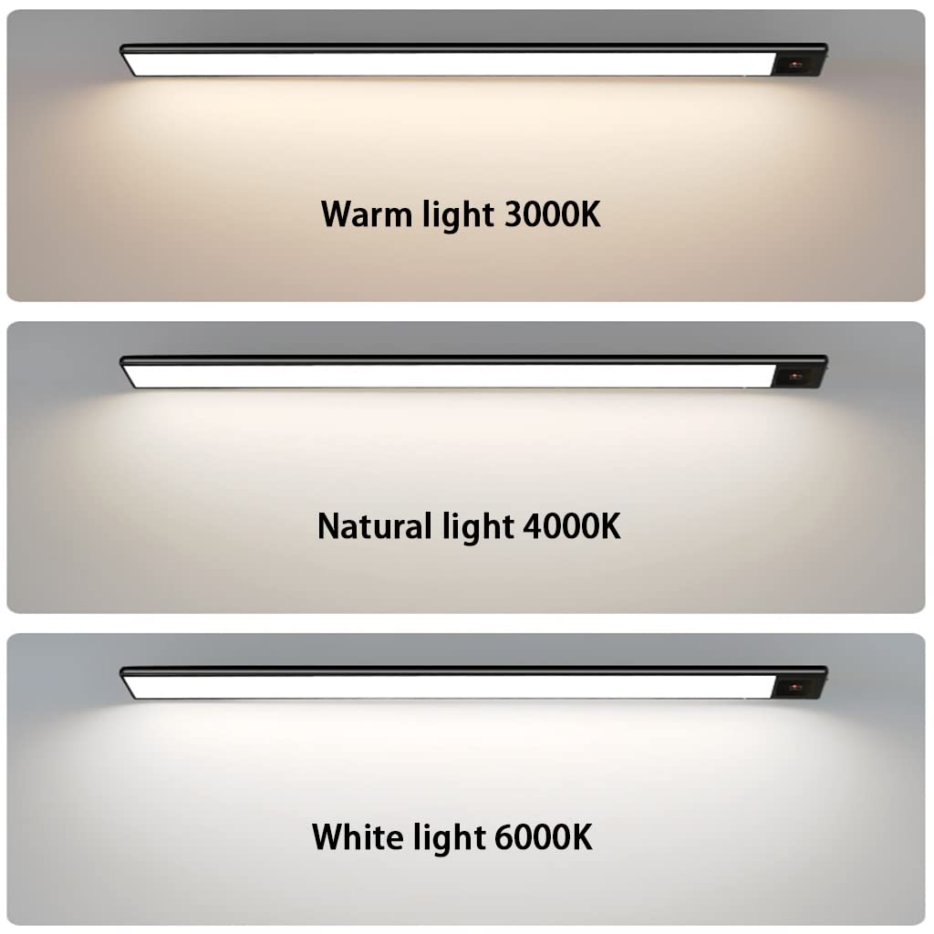 Lampe LED rechargeable avec détecteur de mouvement sans fil pour cuisine et garage 60 cm Blanc Idéal pour les placards et les escaliers