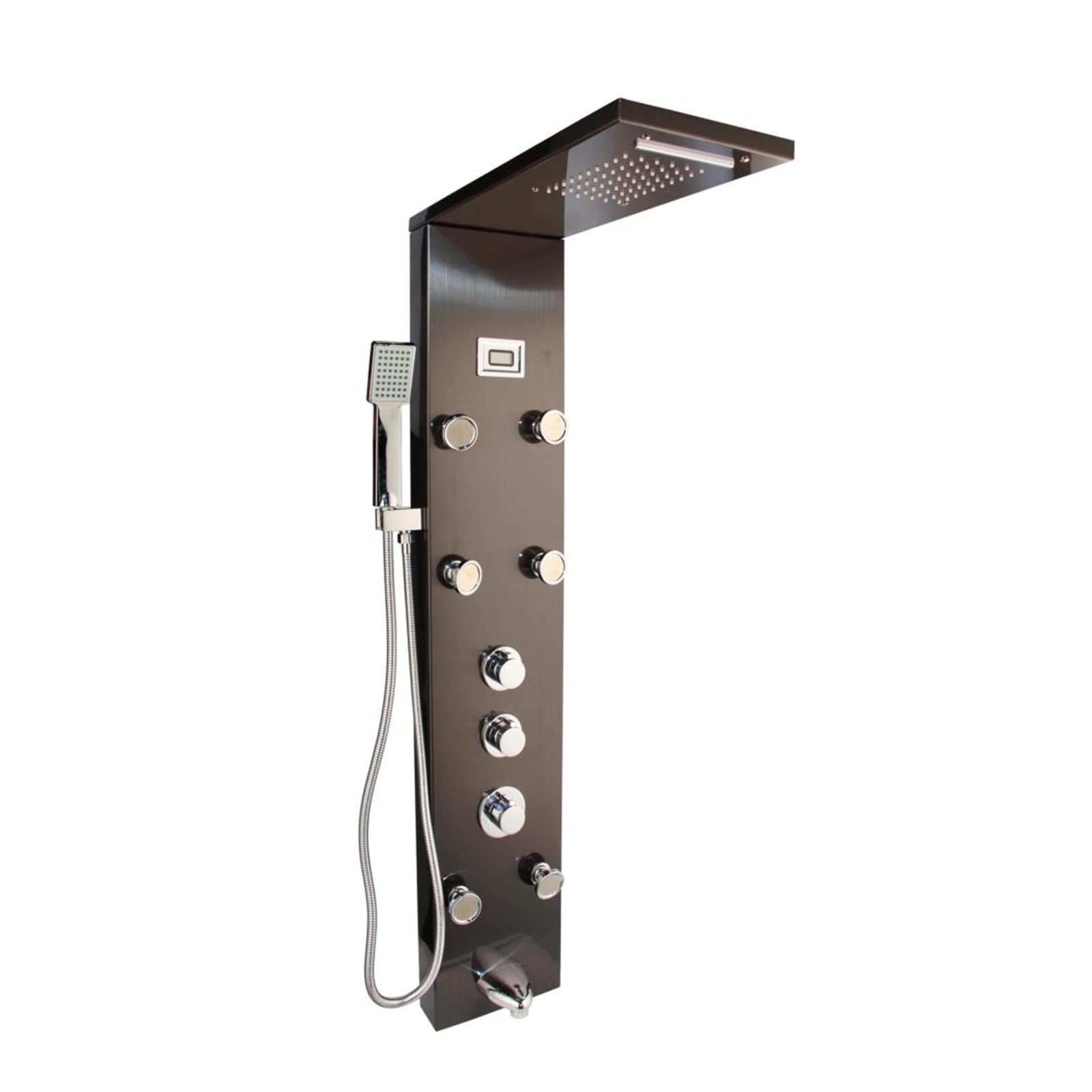 Soywim Drak Grey Shower Shower System, Brushed Nickel Digital Display Shower Panel Column Rainfall Waterfall Spa Jets Bath Mixer Faucet Golden Black(Drak Grey Shower)
