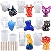 EuTengHao Lot de 20 moules en résine 3D Aniaml pour moulage de résine comprenant 8 moules de moulage en résine transparents, 2 tasses de mesure, 10 bâtonnets en bois pour décoration de maison