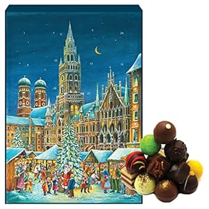 Hallingers 24 Pralinen-Adventskalender, ohne Alkohol (300g) – München (Advents-Karton) – Weihnachten 2023, Für Sie#Für…