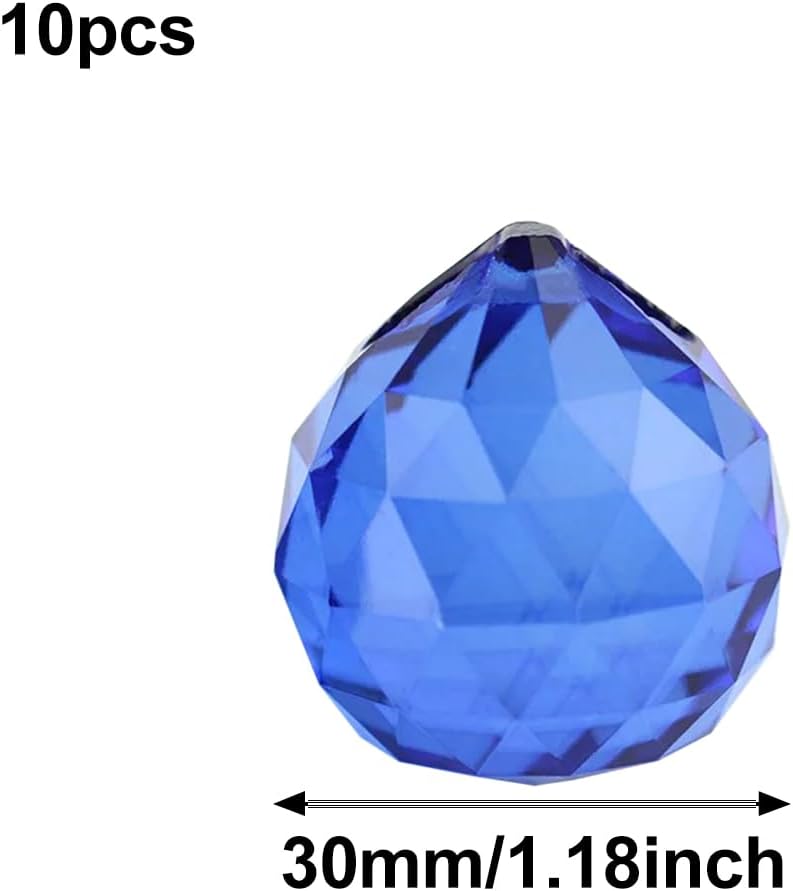 ECYC Ltd 10 Pcs 30mm Crystal Ball Prism Window Crystal Prism Suncatcher Faceted Clear Crystal Glass Ball Ornaments Crystal Ball Chandelier Pendant for Home, Office, Garden, Wedding Party Decoration