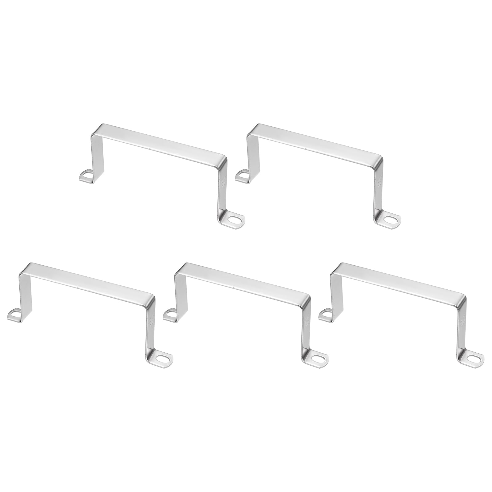 sourcing map 5pcs Square Pipe Clamp 60x120mm 304 Stainless Steel Thickened Square Tube Buckle U Shaped Tube Clamp Strut Connector for Pipe Hose Cable, Silver