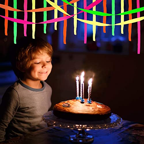 724 Feet Paper Uv Neon Garlands Kit Glow Crepe Paper Streamers Glow In The Dark Streamers Fluorescent Neon Crepe Paper Neon Blacklight Reactive Party Supplies And Decorations For Wedding Birthday #TOP6