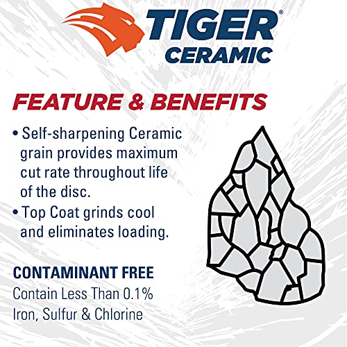Image of Weiler 69882 Tiger Ceramic Alumina Resin Fiber Sanding & Grinding Disc, 4-1 /2 inch Diameter, 50 Grit, 5 /8 inch - 11 Hub (Pack of 25)