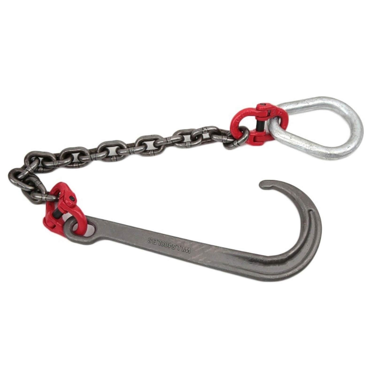 GUODDM Obstacle car J Type Hanging Chain Hook, 5T Long Shank J Hook, Transport Tow Chain Galvanized Safety Hook For Car Wrecker Recovery Breakdown car(Single chain+single hook)