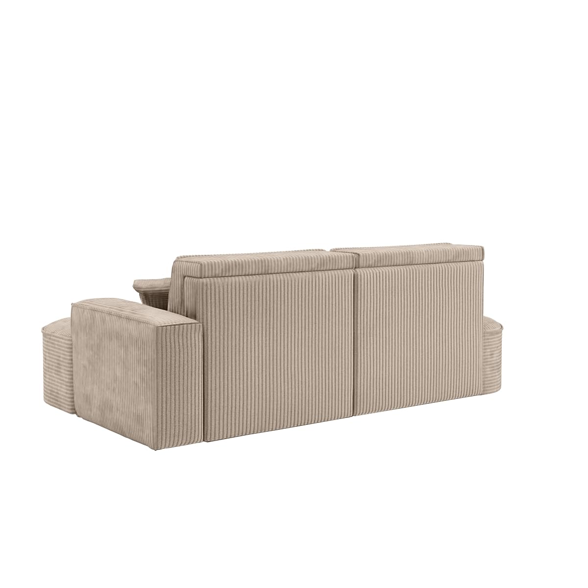 Kaiser Möbel - Ecksofa mit Schlaffunktion und Bettkasten, Wohnlandschaft L Form, Schlafsofa, Bequemes Couch mit Ottomane für Wohnzimmer und Jugendzimmer, Cordstoff MODENA Pro, Dunkelbeige Poso, Rechts
